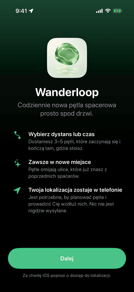 Ekran powitalny Wanderloop.